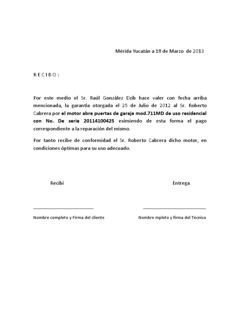 Recibo de Conformidad Raul | PDF