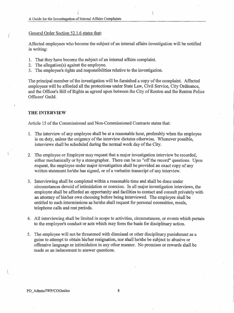 Internal Affairs Investigation Guide | PDF