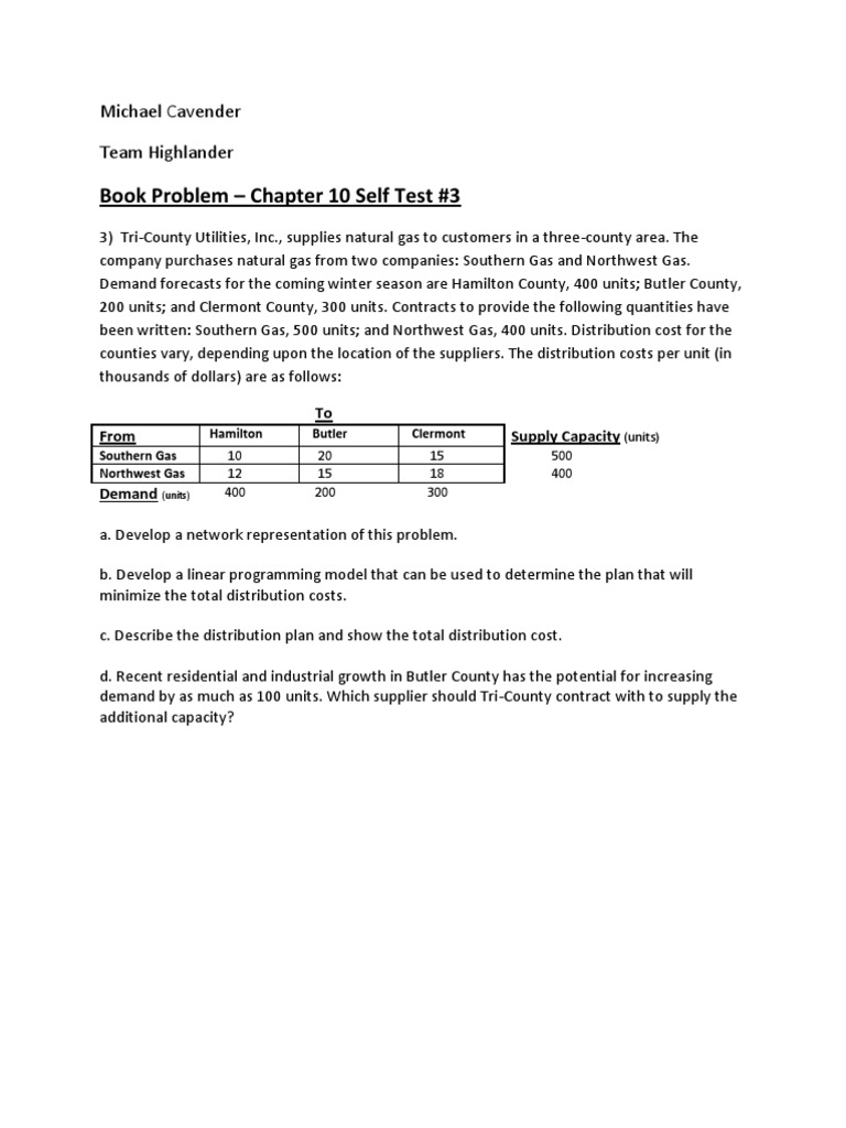 Book Problem - Chapter 10 Self Test #3: Michael Cavender Team ...