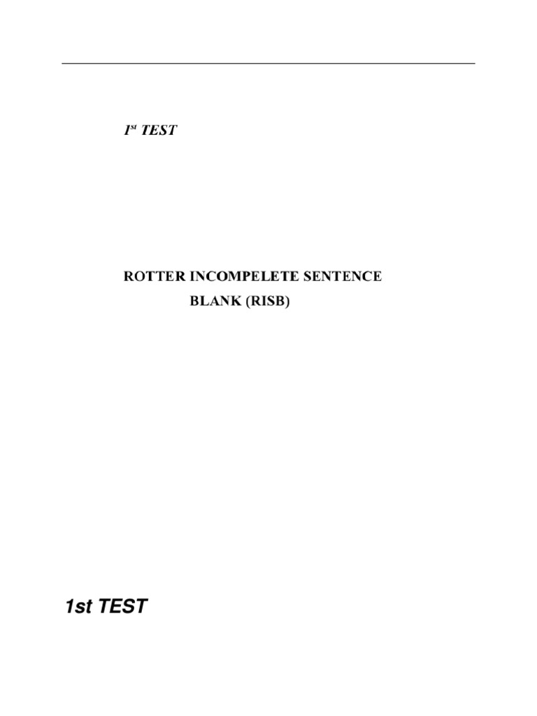 25067108 Rotter Incompelete Sentence Blank Risb | Applied Psychology |  Sicología y ciencia cognitiva