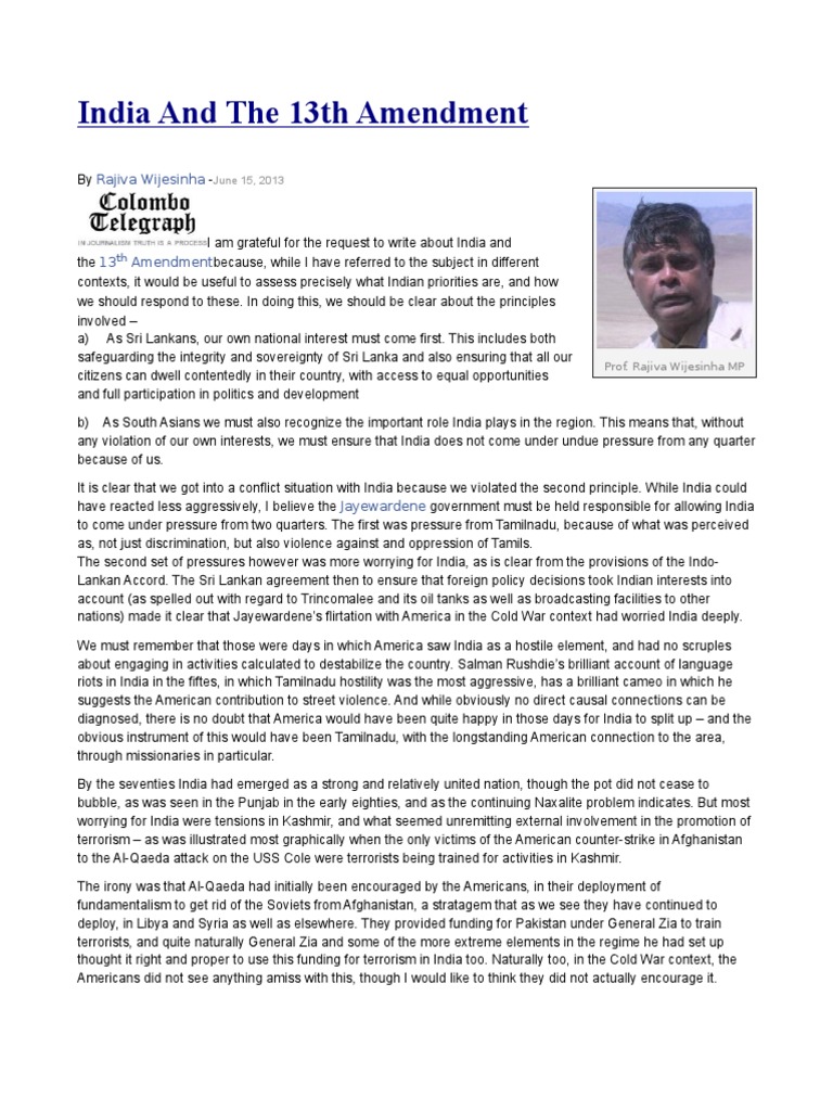 India and The 13th Amendment | PDF | Al Qaeda | World Politics