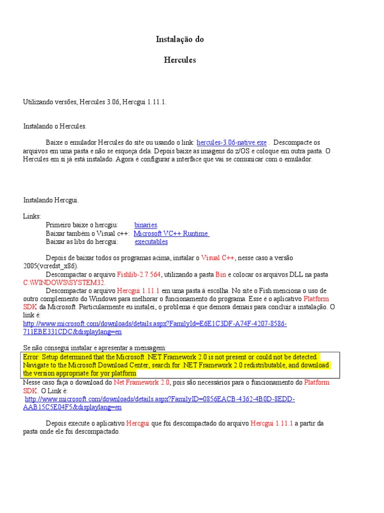 Instalação do Emulador Hercules e Hercgui | PDF | Microsoft Windows ...