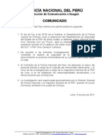 Comunicado PNP Sobre Fuga de Integrante de La Gran Familia