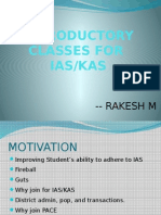 Introductory Classes For Ias/Kas: - Rakesh M