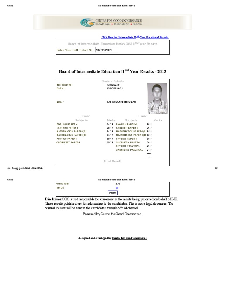 Intermediate Board Examination Result | PDF | Science & Mathematics