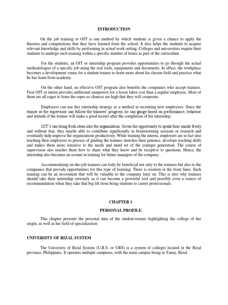 Example of narrative report ojt image