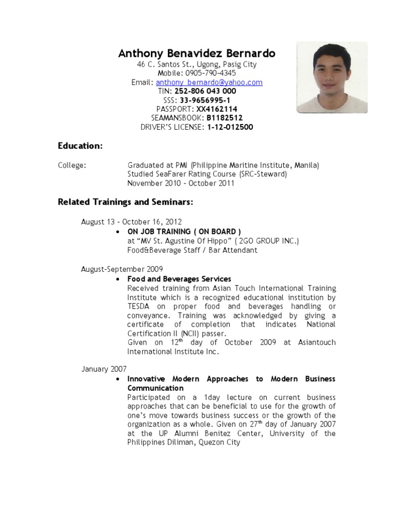 Sample of Resume | PDF | Philippines | Business