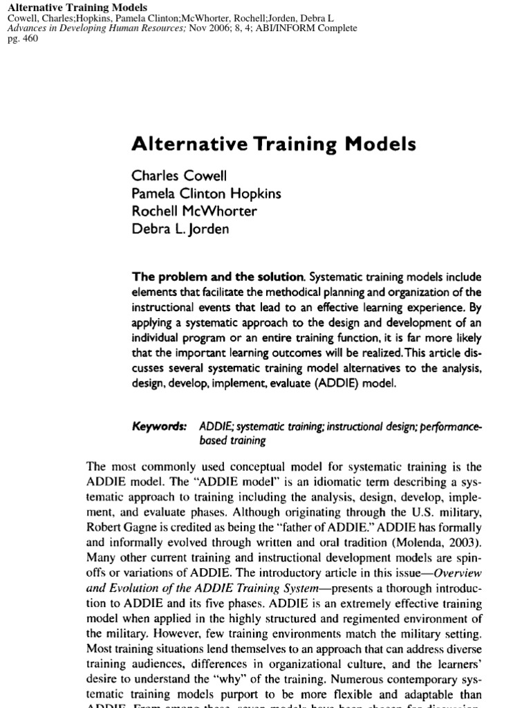 Alternative Training Models | PDF