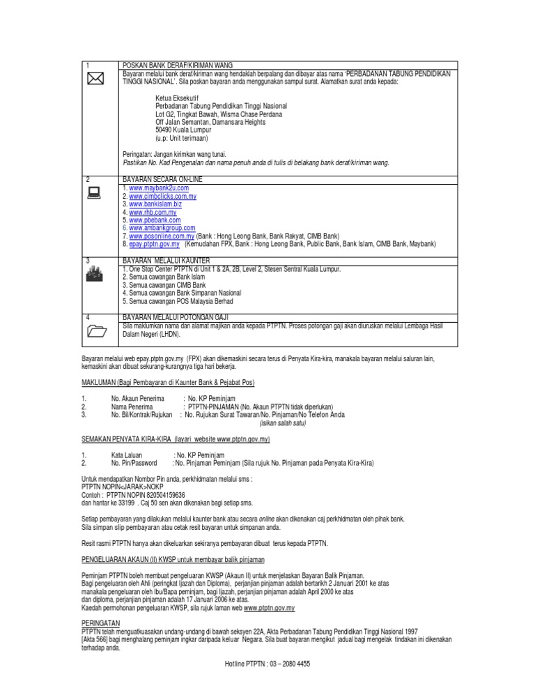 Kaedah Bayaran Balik Pinjaman Ptptn Pdf