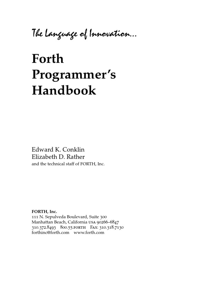 Forth Programmers Handbook | PDF | Assembly Language | String (Computer ...