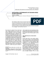 Managerial Determinants of Decision Speed in New Ventures