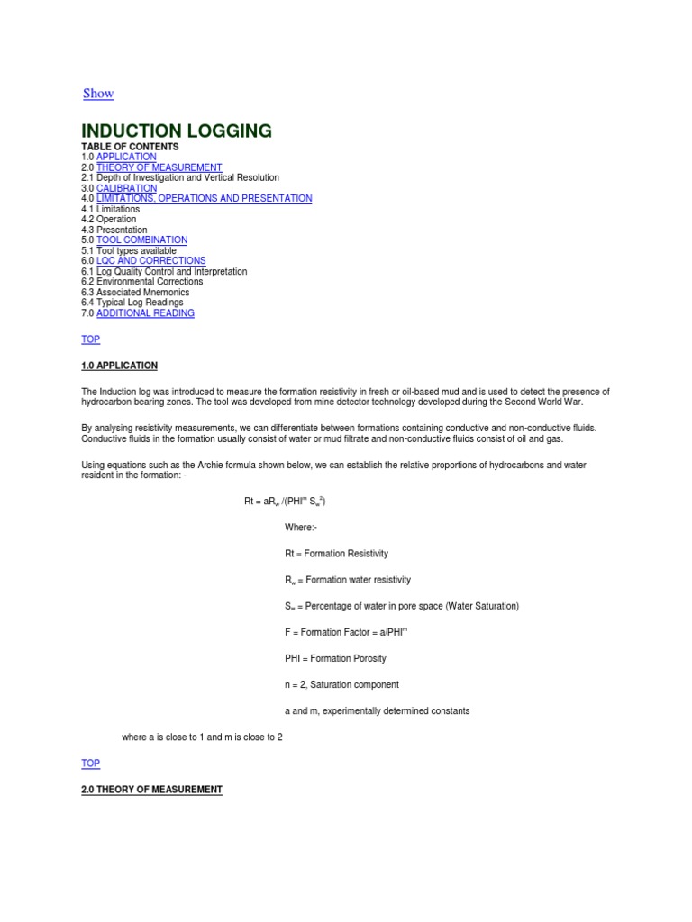 Induction Logging PDF Inductor Inductance