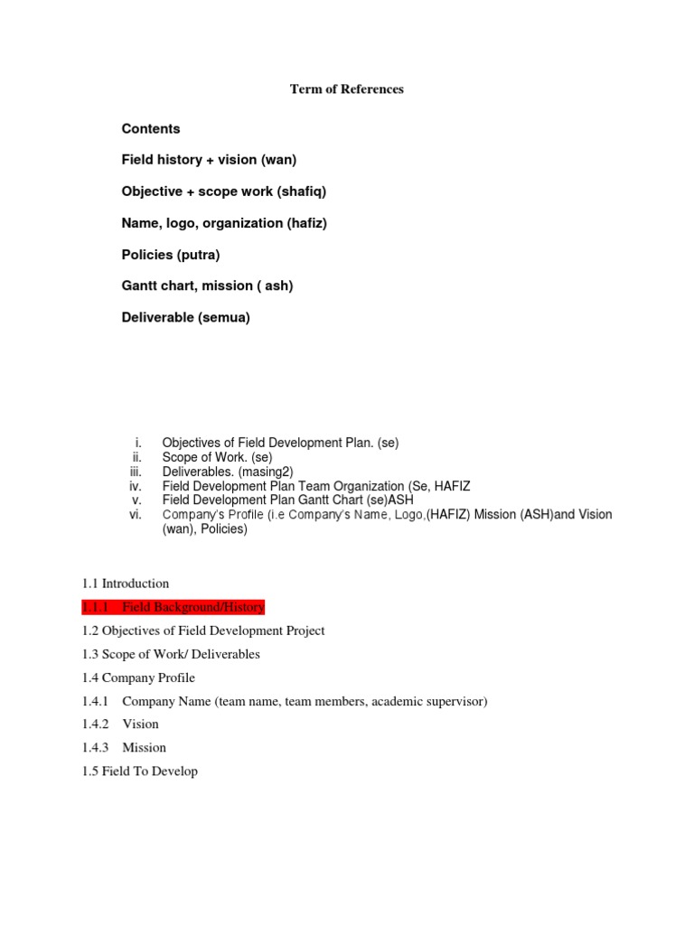 Field Development Plan Overview | PDF | Art