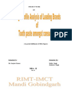 Project On Toothpaste - Image Profile Analysis of Leading Brand Toothpastes