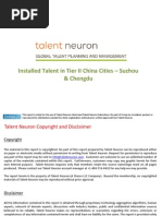 Installed Talent in Tier 2 China Cities - Suzhou Chengdu