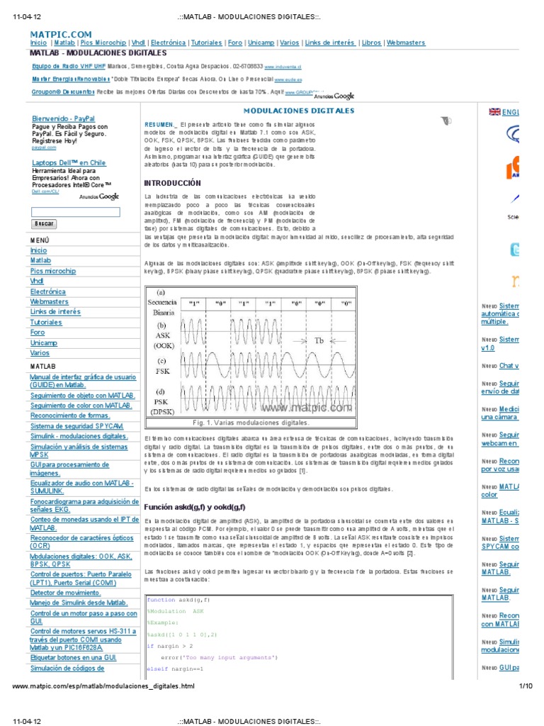 Matlab - Modulaciones Digitales | PDF | Modulación | Tecnología de medios