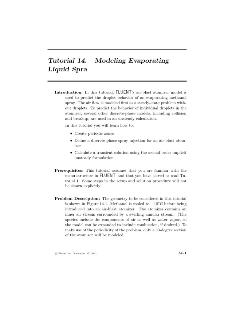 Tutorial 14. Modeling Evaporating Liquid Spray Introduction in This