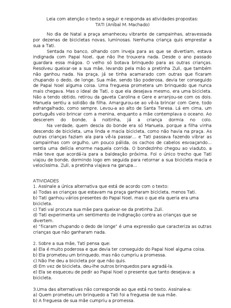 Leia Com Atenção o Texto A Seguir e Responda As Atividades Propostas ...