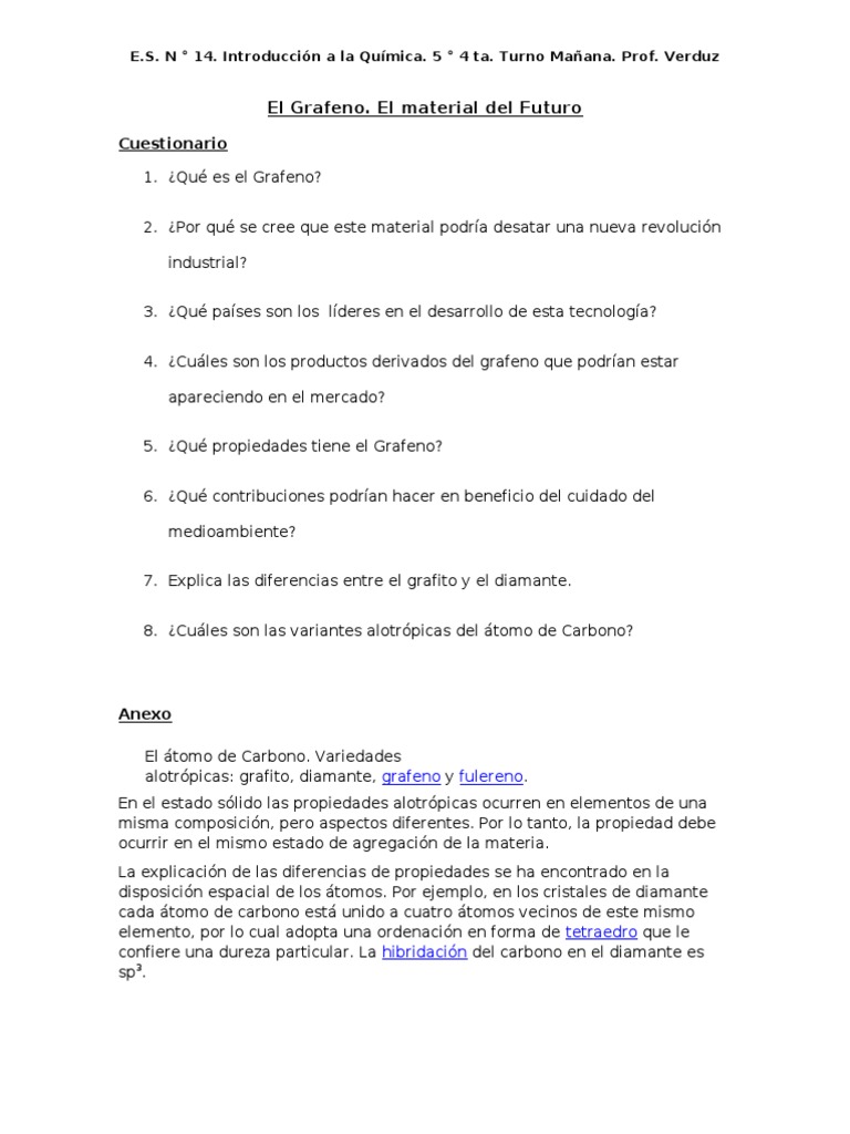 Grafeno y Alotropía del Carbono | PDF | Carbón | Química