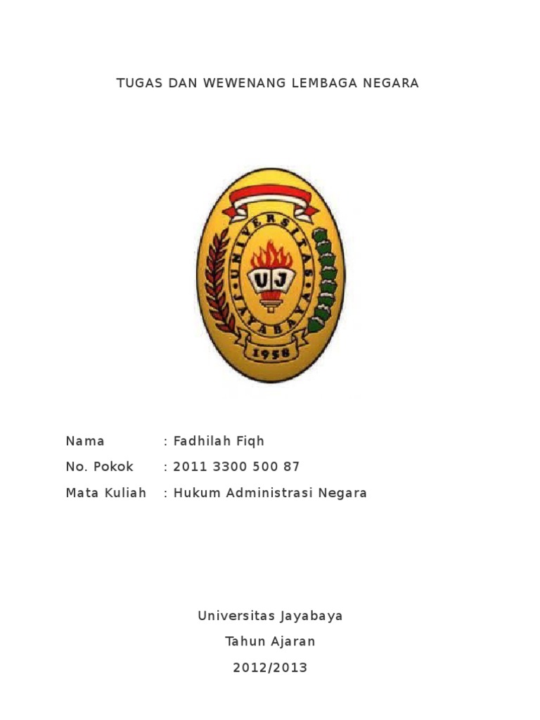 Tugas Dan Wewenang Lembaga Negara (HAN)