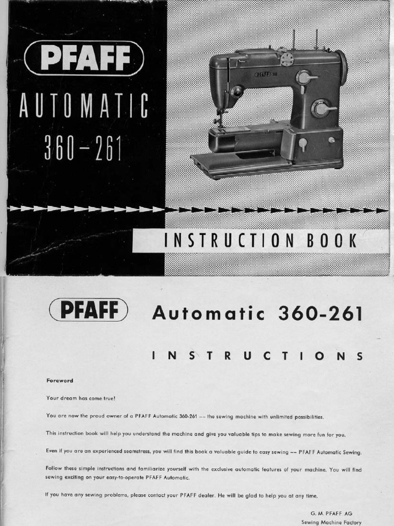 Pfaff 360 261 Manual PDF Sewing