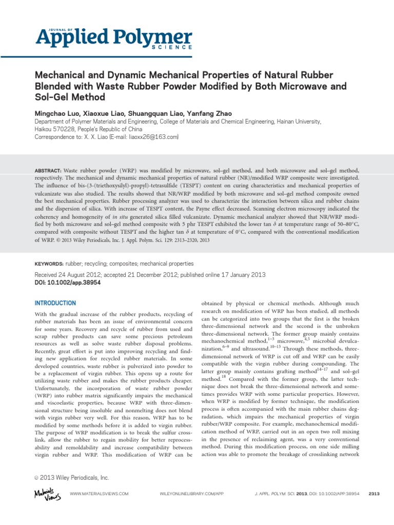 Mechanical and Dynamic Mechanical Properties of Natural Rubber | PDF ...