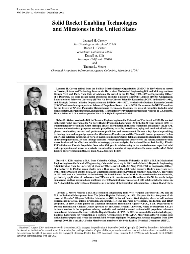 Solid Rocket Enabling Technologies and Milestones in The United States ...