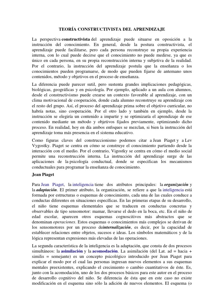 Teoría Constructivista Del Aprendizaje | PDF | Constructivismo ...