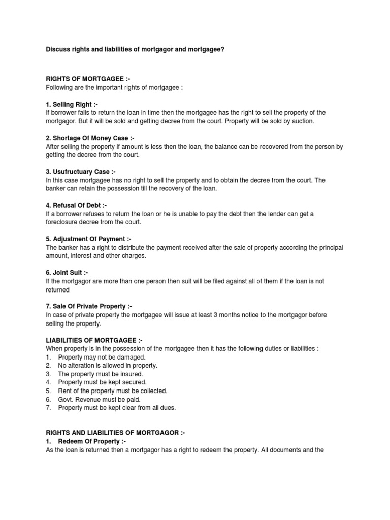 Rights of Mortgagee | PDF | Mortgage Law | Loans
