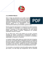 Carta a La Opinion Publica