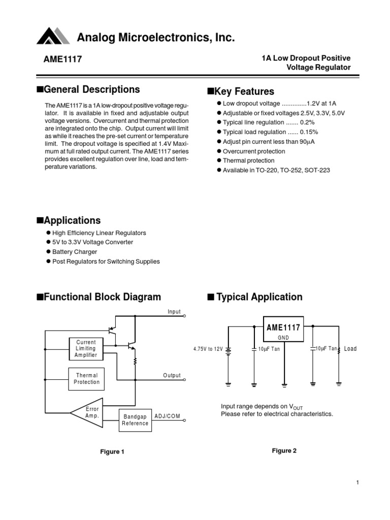 Ame 1117 | PDF | Electronic Circuits | Voltage