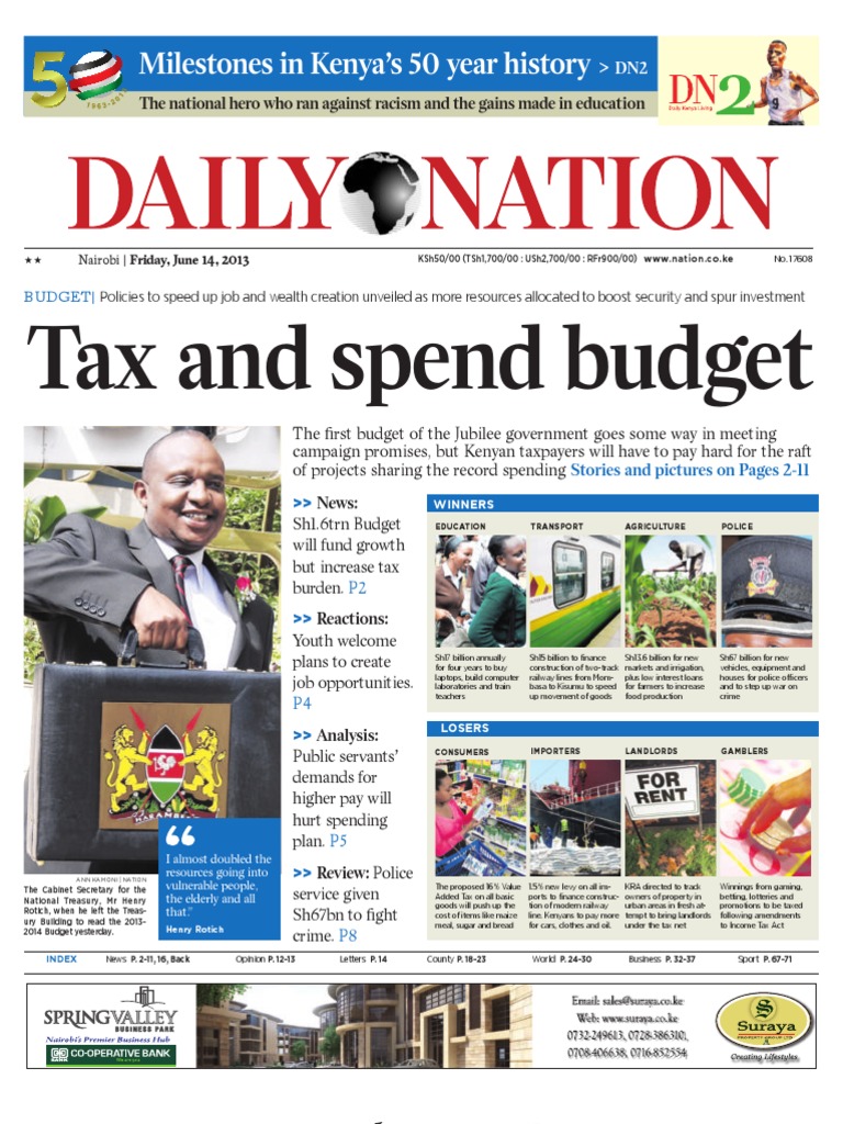 768px x 1024px - Daily Nation Friday 14th June 2013 | PDF | Taxes | Pastoralism