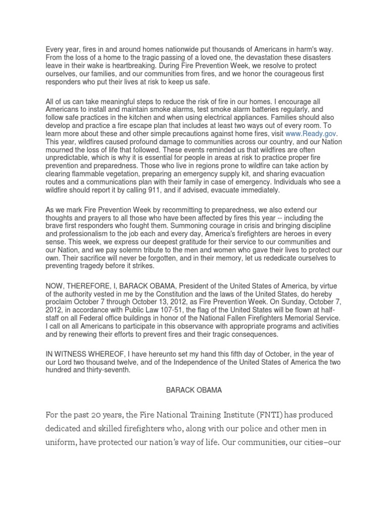 Fire Prevention Speeches PDF Wildfire Fire Safety