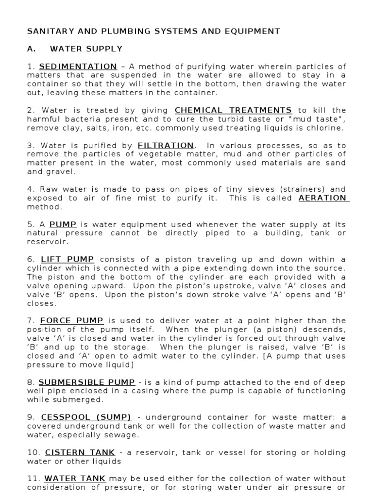 Plumbing Code Terminology Sanitary Sewer Plumbing