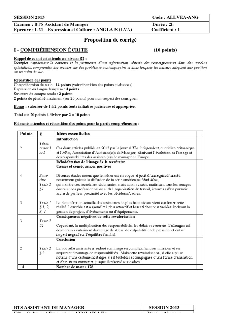 Lettre Commerciale Espagnol Bts Sam BTS Am - Anglais Lva - Corrige 2013 PDF | PDF | Lexique | Linguistique
