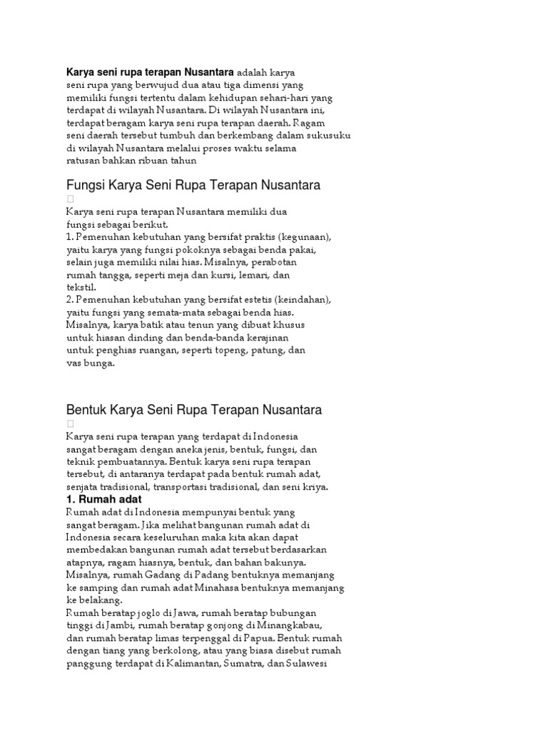 Karya Seni Rupa Terapan Nusantara