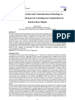 Effects of Information and Communication Technology On Secretaries' Performance in Contemporary Organisations in Bayelsa State, Nigeria