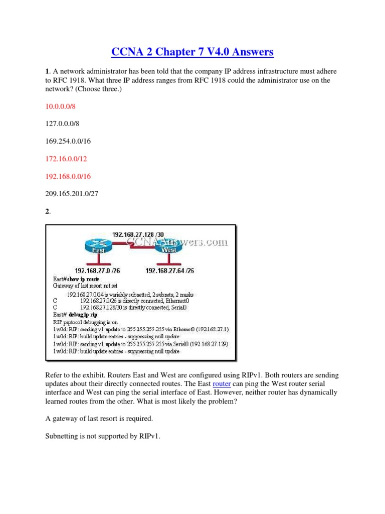 CCNA 2 Chapter 7 V4 | Download Free PDF | Transmission Control Protocol ...