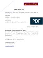 Germanwings Traffic Figures For June 2010: Press Release