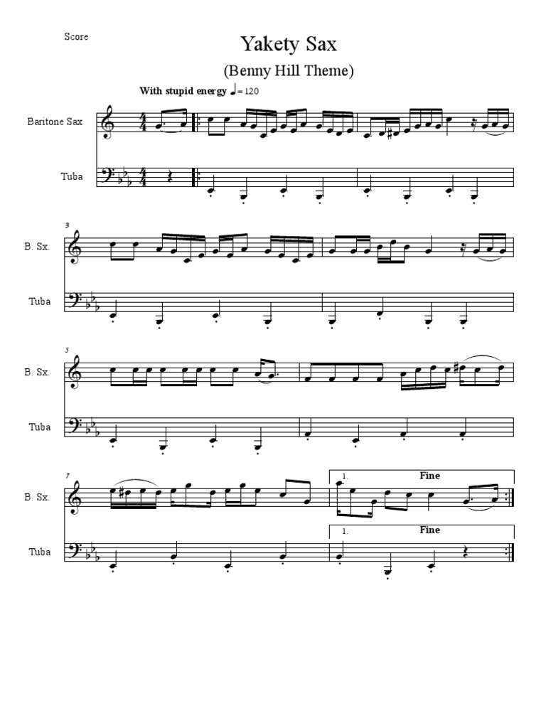Yakety Sax (Duet for Baritone Saxophone and Tuba)
