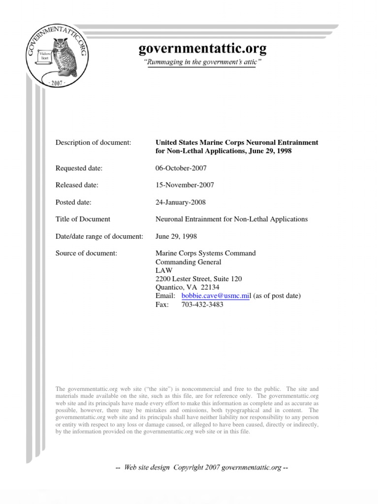 USMC NeuronalEntrainment NonlethalApplications 1998 | PDF | Brain ...