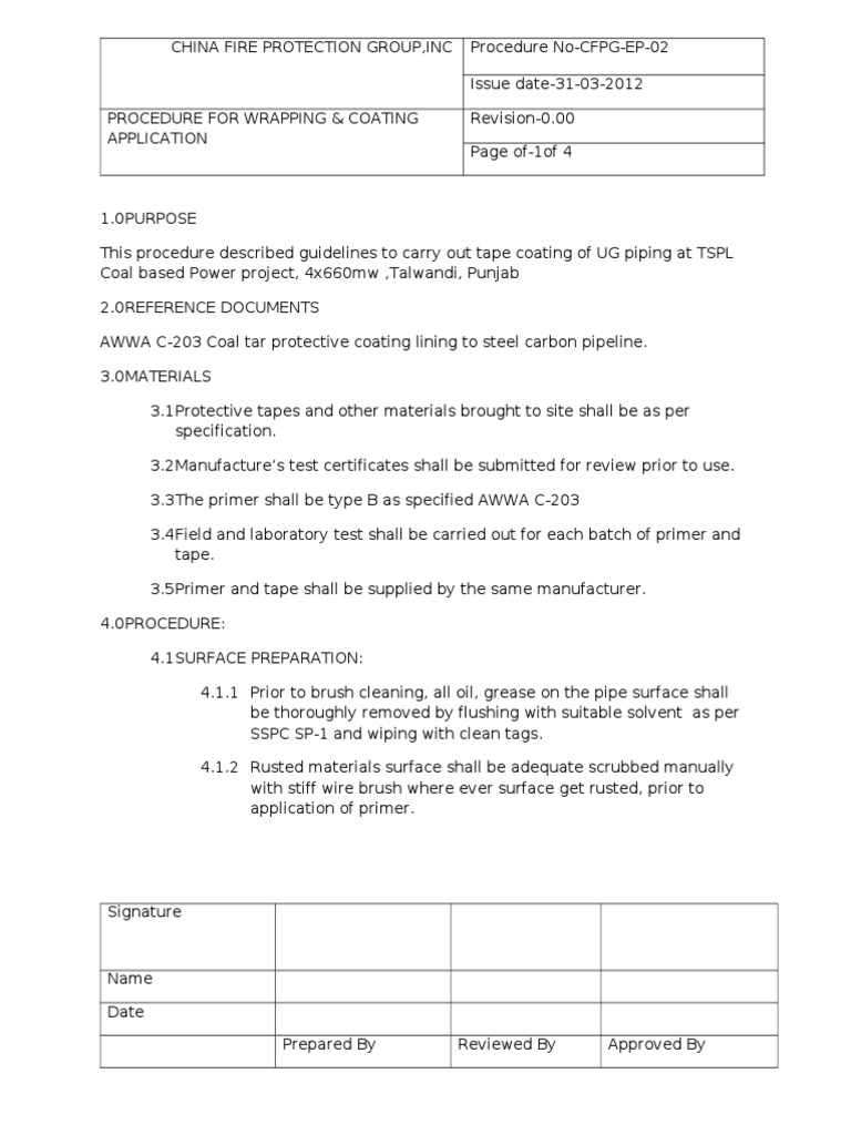 Wrapping Coating Procedure PDF Pipe (Fluid Conveyance) Welding