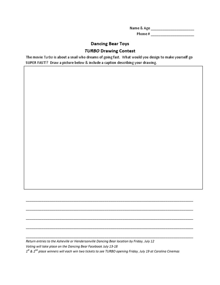 Turbo Drawing Contest Entry Form | PDF