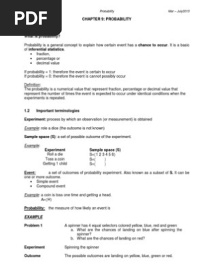 Chapter 9 Probability Probability Experiment