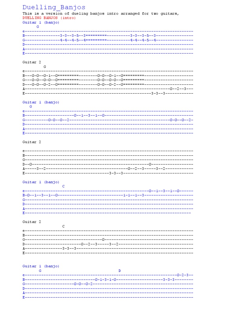 Dueling Banjos Tab PDF
