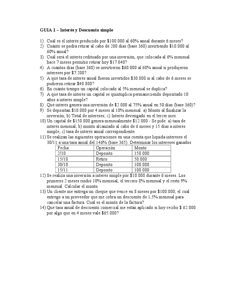 Guia de Ejercicios 2012 Parte 1 | PDF | Negocios | Finanzas y dinero