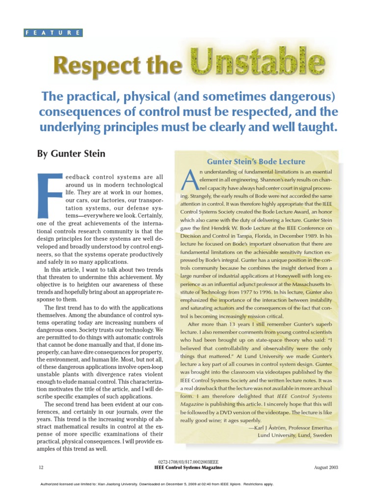 Respect The Unstable PDF | PDF | Control Theory | Airplane