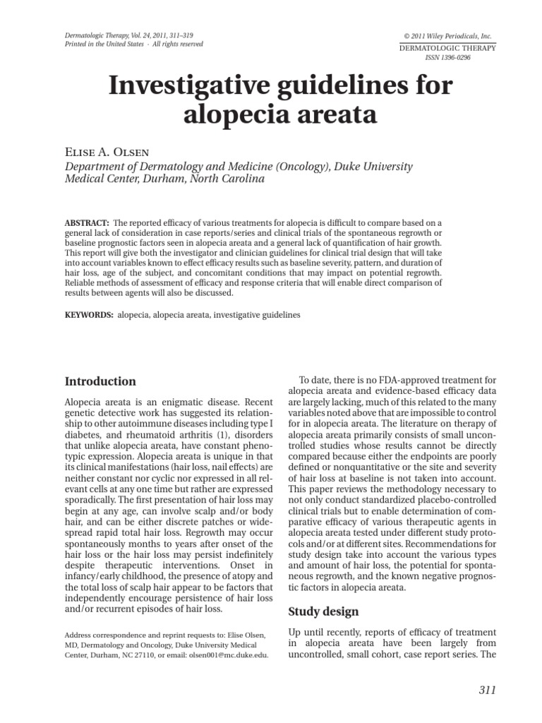 Investigative Guidelines For Alopecia Areata PDF Hair Loss