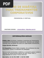 CURSO DE DIDÁTICA PARA TREINAMENTOS CORPORATIVOS