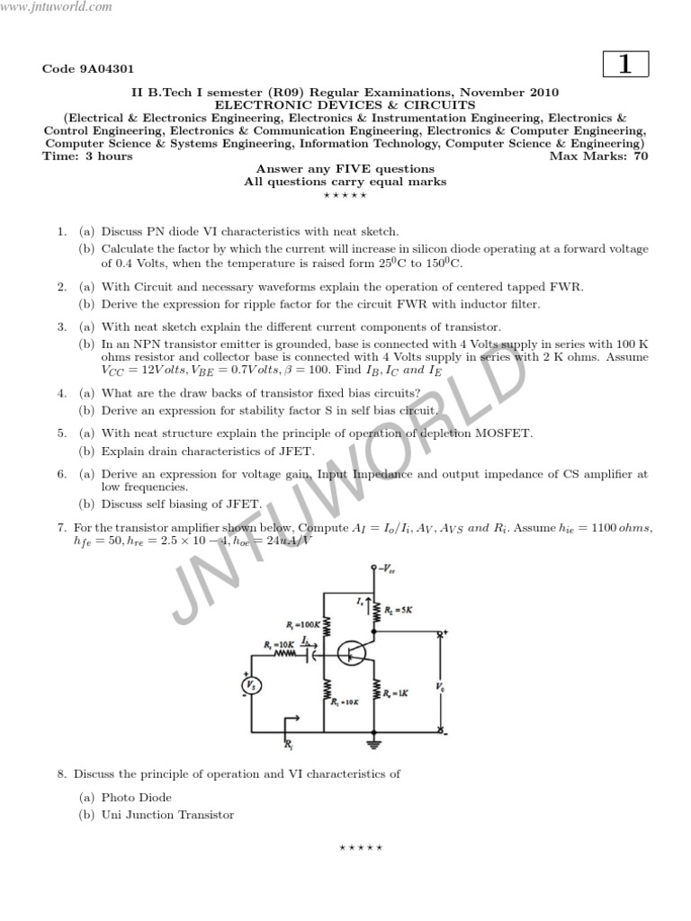 Electronic Devices & Circuits syllabus Transistor Field Effect